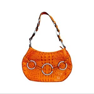 Orange croc embossed Raviani handbag